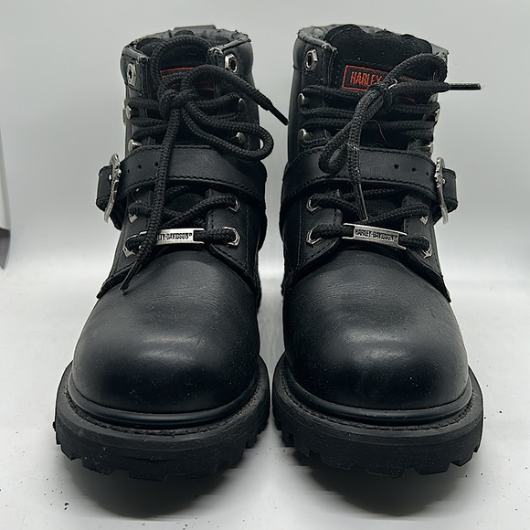 Harley-Davidson Sexy Black Leather Lace Up Moto Boots Shoes **Size 7** 🔥🔥 - Picture 2 of 11